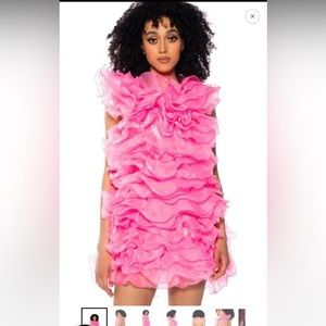 Pink Ruffled Mini Dress size small